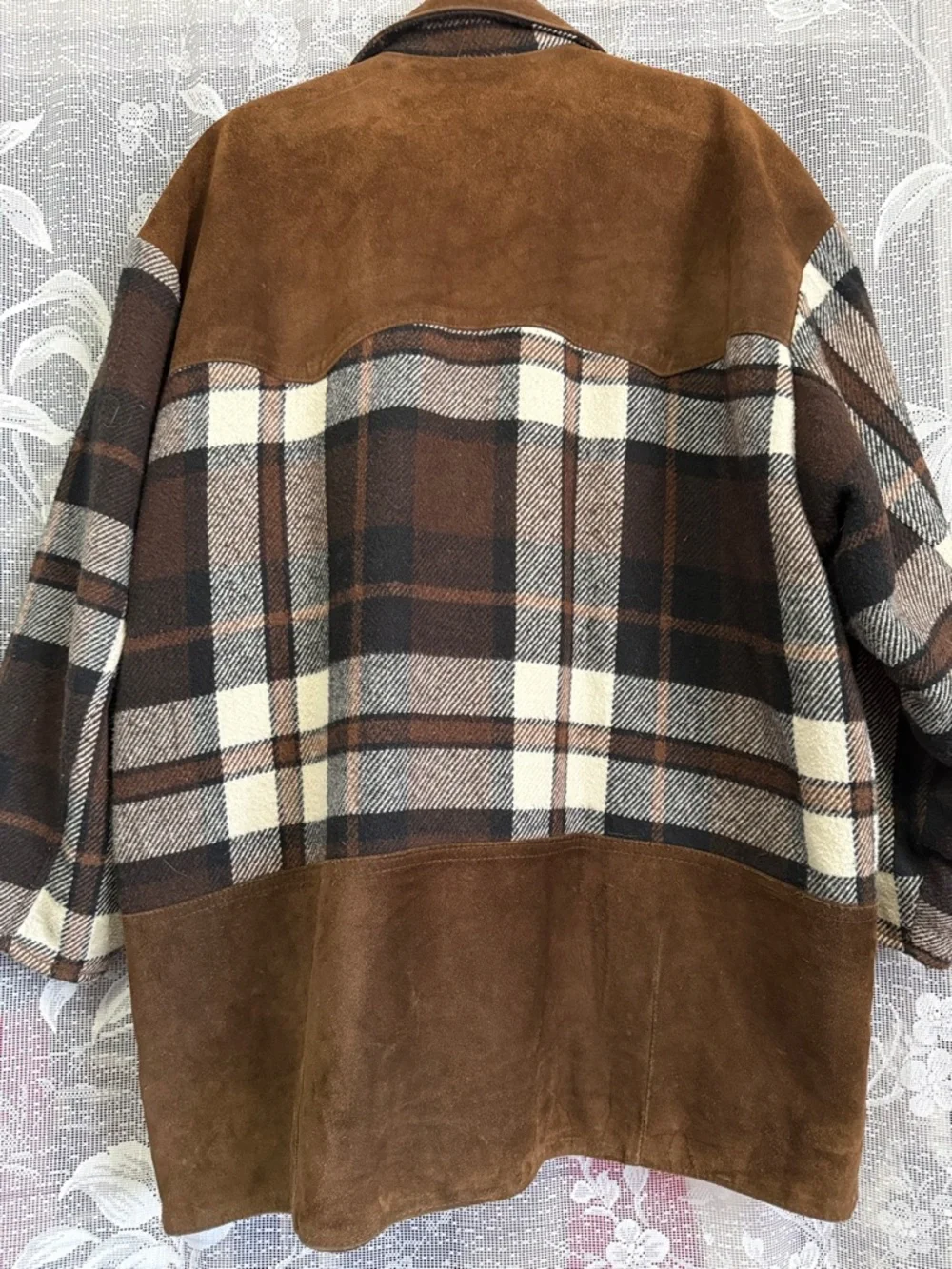 Vintage Laurence Roy suede and wool plaid jacket - Picture 5 of 6